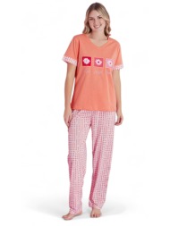 πιτζάμα γυναικεία μακρύ παντελόνι pijamood flower orange pjmd126164-πορτοκαλί