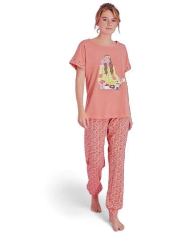 πιτζάμα γυναικεία μακρύ παντελόνι pijamood donut salmon σε προσφορά