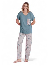 πιτζάμα γυναικεία μακρύ παντελόνι pijamood cats pjmd12724-πολύχρωμο