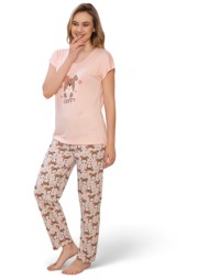 πιτζάμα γυναικεία μακρύ παντελόνι pijamood wof pjmd4088-σομόν