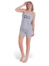πιτζάμα γυναικεία με σορτσάκι pijamood flower grey pjmd10274-γκρι
