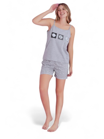 πιτζάμα γυναικεία με σορτσάκι pijamood flower grey σε προσφορά