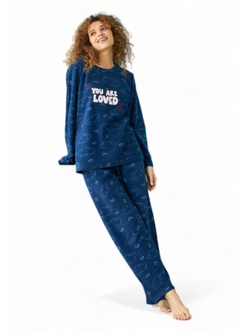 πιτζαμα γυναικεία fleece siyah inci you are loved σε προσφορά