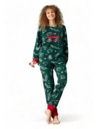 πιτζαμα γυναικεία fleece siyah inci good morning si23235002-a-πράσινο