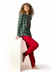 πιτζαμα γυναικεία fleece siyah inci merry and bright si23235008-a-πράσινο