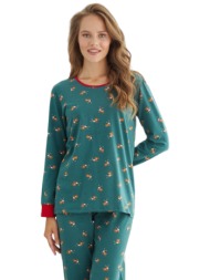 πιτζάμα γυναικεία βαμβακερή sexen christmas bucks sxn23241008-πράσινο