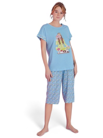 πιτζάμα γυναικεία με κάπρι pijamood donut blue σε προσφορά