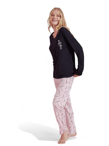 πιτζάμα γυναικεία modal pijamood be yourself pjmd5008-μαύρο σε προσφορά