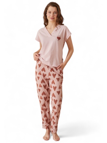 πιτζάμα γυναικεία ipektenim hearts ipkt8411-ροζ σε προσφορά