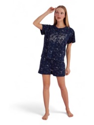 πιτζάμα γυναικεία με σορτσάκι hello kitty good night blue hk105a-μπλε