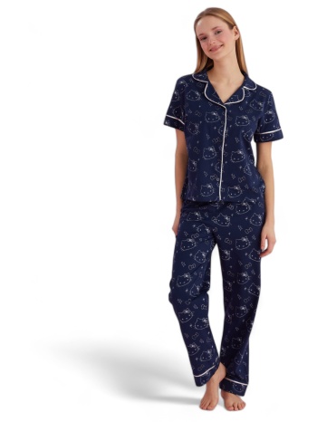 πιτζάμα γυναικεία με κουμπιά hello kitty good night σε προσφορά