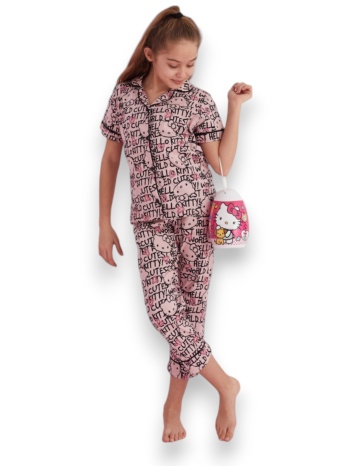 πιτζάμα παιδική με κουμπιά hello kitty pink love hk057k-ροζ σε προσφορά