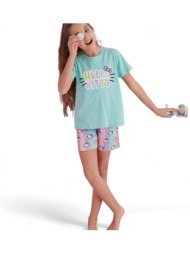 πιτζάμα παιδική με σορτσάκι hello kitty happy hk116k-πολύχρωμο