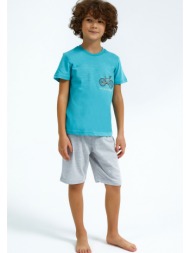 πιτζάμα rolypoly παιδική με σορτσάκι bike rp2715b-γαλάζιο