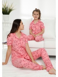 πιτζάμα γυναικεία siyah με κουμπιά happy mouse 55677a