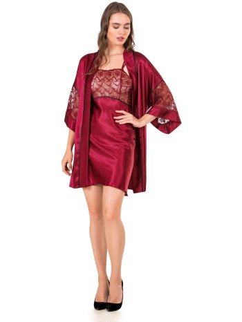 σετ ρόμπα - νυχτικό σατέν moongirl wine love mg264