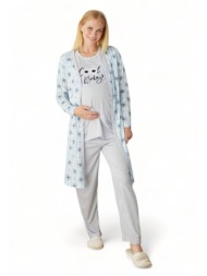 πιτζάμα εγκυμοσύνης με ρόμπα pijamood cool baby pjmd2237-γαλάζιο
