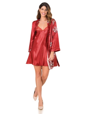 σετ ρόμπα - νυχτικό σατέν moongirl red flame mg215 σε προσφορά