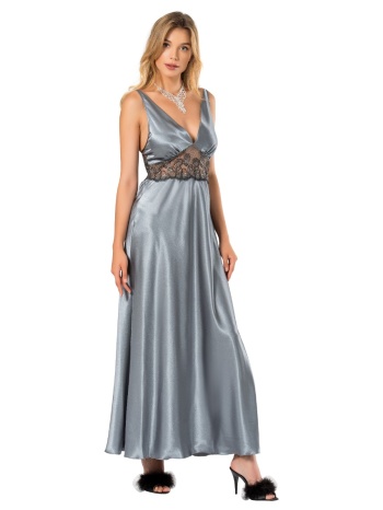 νυχτικό σατέν μακρύ grey royal mg081