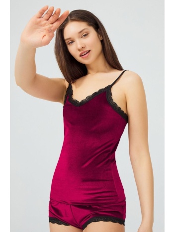 πιτζάμα velvet με σορτσάκι victoria ch4038set-μπορντώ σε προσφορά