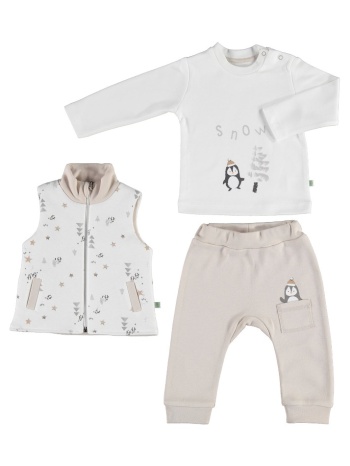 σετ βρεφικό παντελόνι - γιλέκο - μπλούζα frozen penguins σε προσφορά