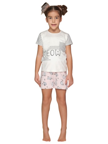πιτζάμα παιδική βαμβακερή λευκή sevim meow cat 7999a σε προσφορά