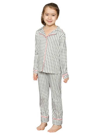 πιτζάμα παιδική - εφηβική με κουμπιά καρο 73003k σε προσφορά