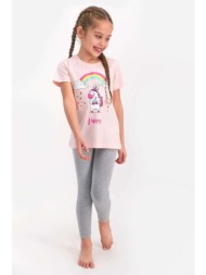 πιτζάμα παιδική με κολάν rolypoly unicorn rp1809-ροδακινί