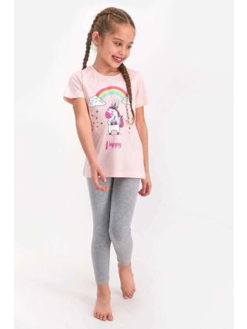 πιτζάμα παιδική με κολάν rolypoly unicorn rp1809-ροδακινί σε προσφορά
