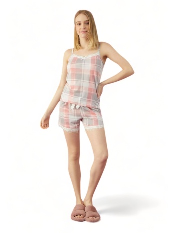 πιτζάμα γυναικεία eliz με σορτσάκι viscose καρό 3601a20 σε προσφορά