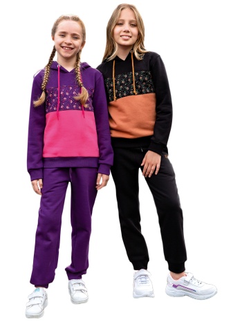 σετ elsima φόρμα παιδική φούτερ flower 2501a-μαύρο σε προσφορά