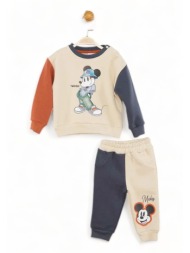 φόρμα βαμβακερή για αγόρι cimpa mickey 28 με 3 χρωματικά πάνελ mc21136-μπεζ