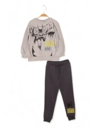 φόρμα βαμβακερή για αγόρι cimpa batman με φιγούρα και κέντημα γκρι bm21578-γκρι