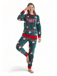 πιτζαμα γυναικεία fleece siyah inci happy bear si23223032-a-πράσινο