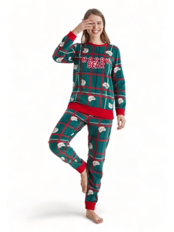 πιτζαμα γυναικεία fleece siyah inci happy bear σε προσφορά
