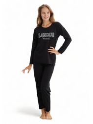 πιτζάμα γυναικεία βαμβακερή sexen lamour paris sxn23240031-μαύρο