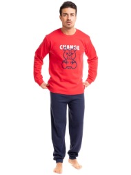 πιτζάμα ανδρική βαμβακερή nina club change nc492-κόκκινο