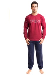 πιτζάμα ανδρική βαμβακερή nina club sport nc495-μπορντώ