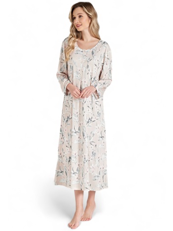 νυχτικό γυναικείο μακρύ floral pijadore pjdr1699-μπεζ σε προσφορά