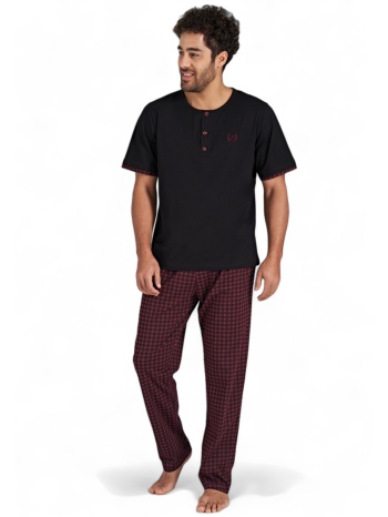πιτζάμα ανδρική βαμβακερή με καρό παντελόνι pijadore σε προσφορά