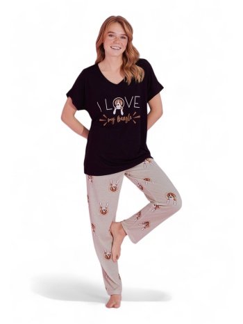 πιτζάμα γυναικεία μακρύ παντελόνι pijamood love my beagle σε προσφορά