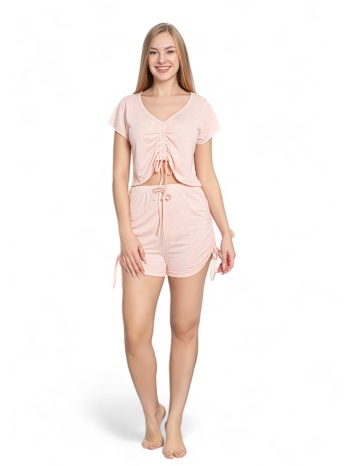 πιτζάμα γυναικεία rib με σορτσάκι pijamood salmon σε προσφορά