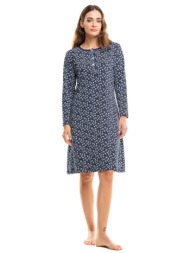 νυχτικό βαμβακερό cherry floral chr117-μπλε σκούρο