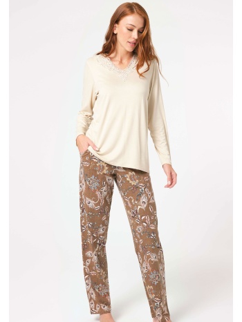 πιτζάμα γυναικεία anil modal danteli εκρού 9850anl-εκρού σε προσφορά