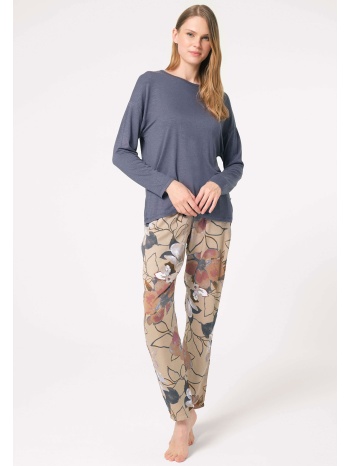 πιτζάμα γυναικεία anil viscose με σχέδιο στην πλάτη καφέ σε προσφορά