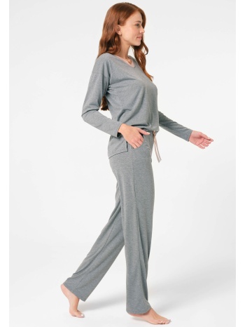 πιτζάμα γυναικεία anil viscose με σχέδιο στην πλάτη γκρι σε προσφορά