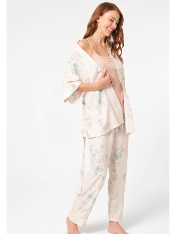 πιτζάμα σετ γυναικεία με ρόμπα anil modal floral πουδρα σε προσφορά