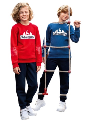 σετ elsima φόρμα παιδική φούτερ adventure 2482a-πετρόλ σε προσφορά