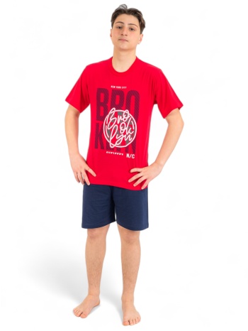 πιτζάμα εφηβική nina club new york nc790brk-κόκκινο σε προσφορά