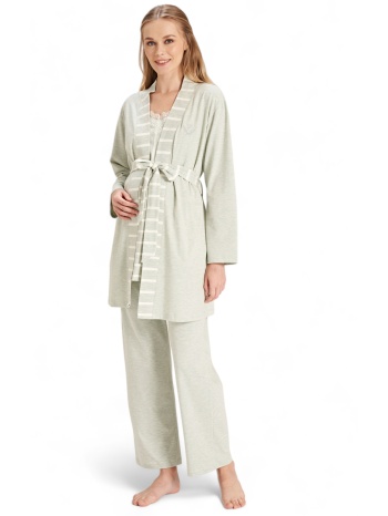 πιτζάμα εγκυμοσύνης με ρόμπα fayza ριγέ fza5077-πράσινο σε προσφορά